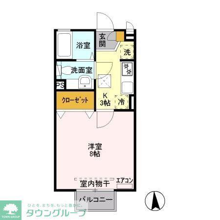 セサミコート(1K/1階)の間取り写真