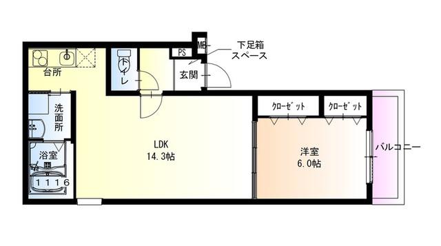 フジパレス堺大浜中町V番館(1LDK/1階)の間取り写真