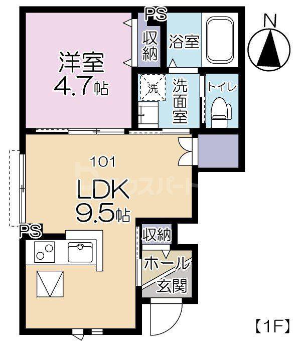 FLEUR DE LIS(1LDK/1階)の間取り写真