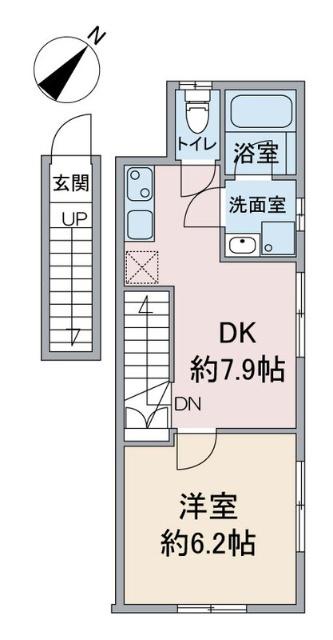 AVANCE上池台(1DK/2階)の間取り写真