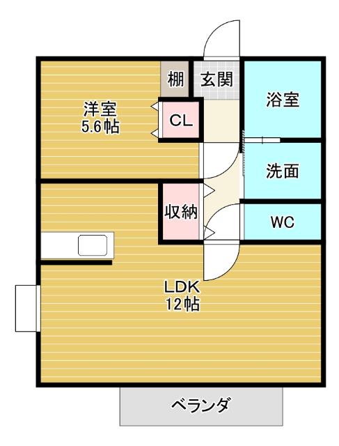 サンFRIENDS昭栄(1LDK/1階)の間取り写真