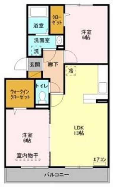 リバーパーク蒲生B(2LDK/2階)の間取り写真