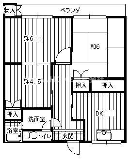 ジョイフル柏原(3DK/2階)の間取り写真