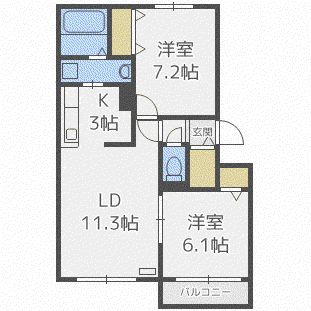 グランシャリオ(2LDK/1階)の間取り写真