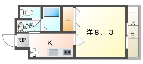 ノヴァンタ大和田(1K/2階)の間取り写真
