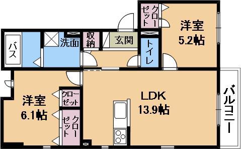 FOREST MAISON南草津W棟(2LDK/1階)の間取り写真