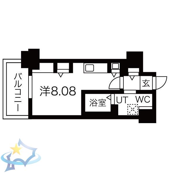 パシフィックタワー札幌(1K/19階)の間取り写真