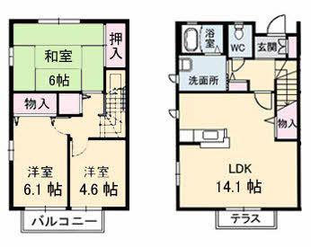 グリーンハイツ木太 A(3LDK/1階)の間取り写真