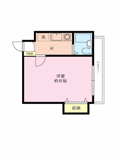サポーレ北松戸(1K/2階)の間取り写真