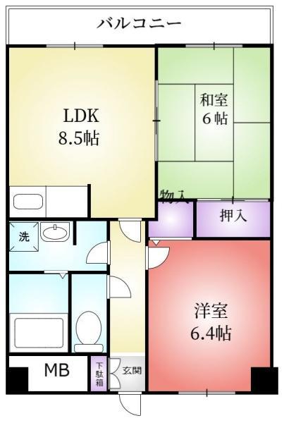 ハーモニープラザ(2LDK/8階)の間取り写真