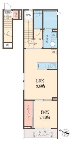 M-VALLEY(1LDK/2階)の間取り写真