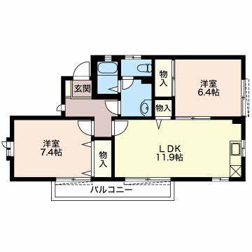 グラン・シャリオ堂林(2LDK/2階)の間取り写真
