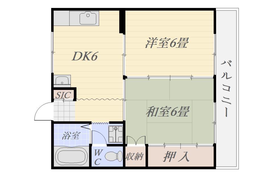 シャンポール太良(2DK/1階)の間取り写真