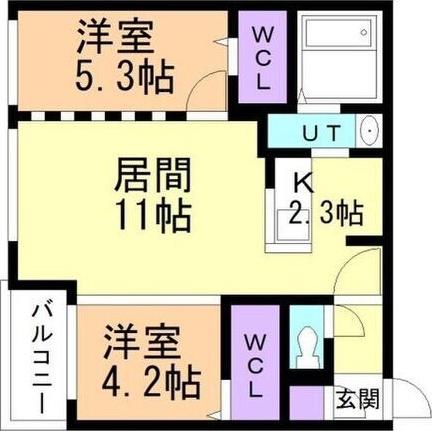 413フェノメノ(2LDK/4階)の間取り写真
