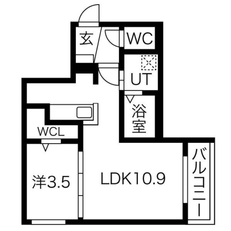 SELECCAO南郷(1LDK/3階)の間取り写真