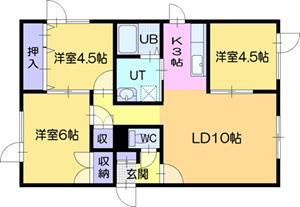 グランディール4番通(3LDK/1階)の間取り写真