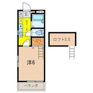 所沢コスモハイツ(1K/2階)の間取り写真