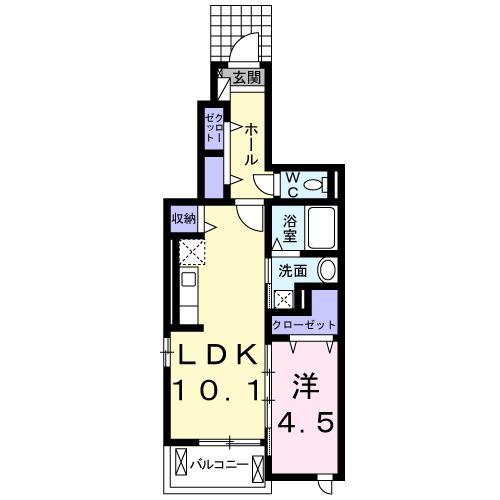 パーク プロムナードメゾン(1LDK/1階)の間取り写真