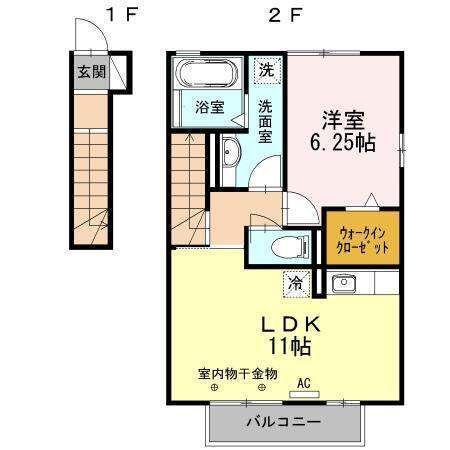 ラハイナA(1LDK/2階)の間取り写真