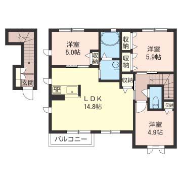 シャーメゾンあい(3LDK/2階)の間取り写真