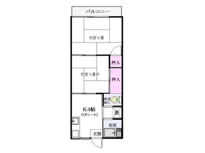 平田荘(2K/1階)の間取り写真