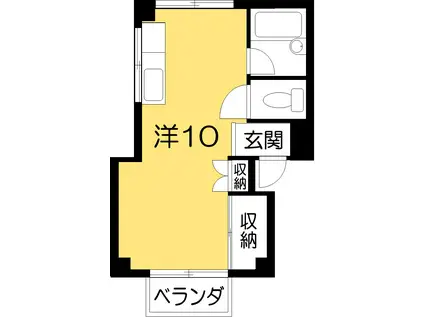 ロイヤル鴨部(ワンルーム/2階)の間取り写真