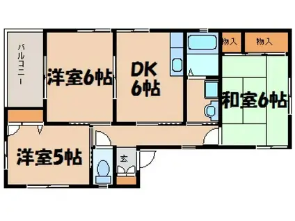 グリーンコートA棟(3DK/1階)の間取り写真