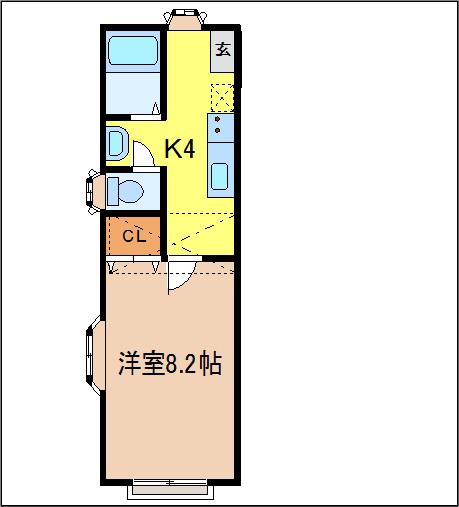 ホワイトキャッスル南小泉11番館(1K/1階)の間取り写真