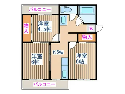 小畑第2マンション(3K/4階)の間取り写真