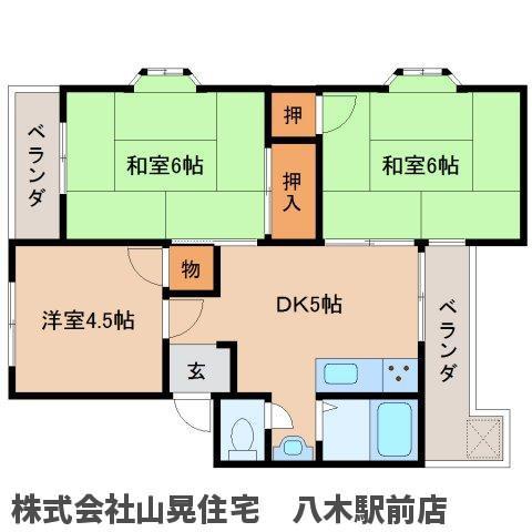 ロイヤルハイツ仲川(3DK/2階)の間取り写真