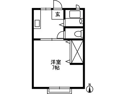 荒井ハイツ B棟(1K/2階)の間取り写真