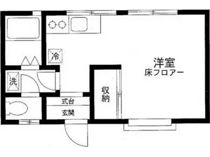 井川ハウス(ワンルーム/1階)の間取り写真