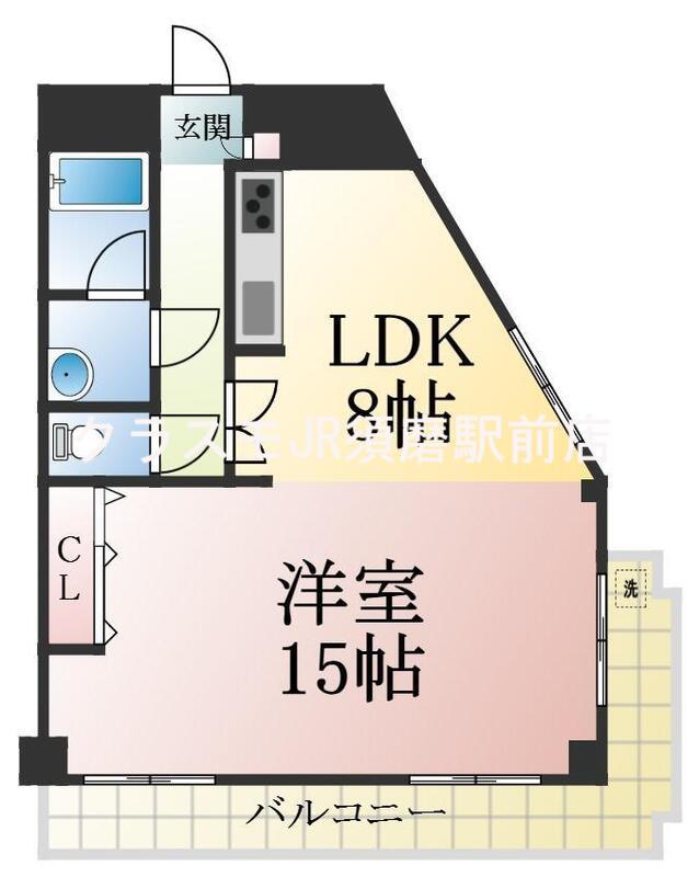 クレドール垂水II(1LDK/3階)の間取り写真