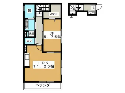 バンビーニ(1LDK/2階)の間取り写真