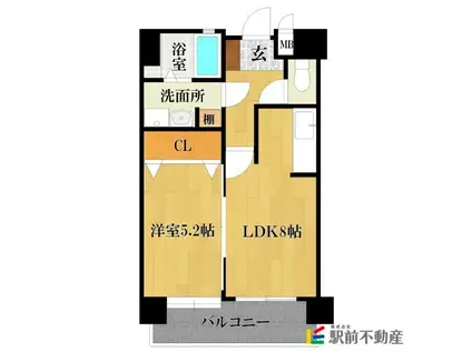 エクセレント東町(1LDK/3階)の間取り写真