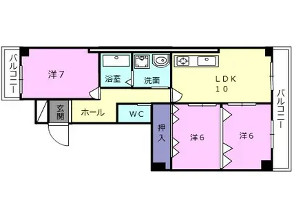 エントピア信貴ヶ丘(3LDK/6階)の間取り写真