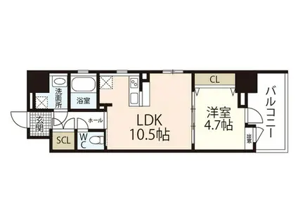 LIFEMENTK小網町(1LDK/4階)の間取り写真
