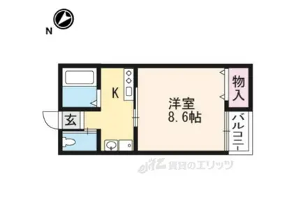 京OHBUⅣ(1K/1階)の間取り写真