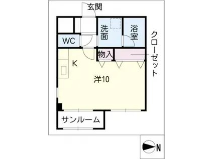 プリオル・エムII(ワンルーム/2階)の間取り写真