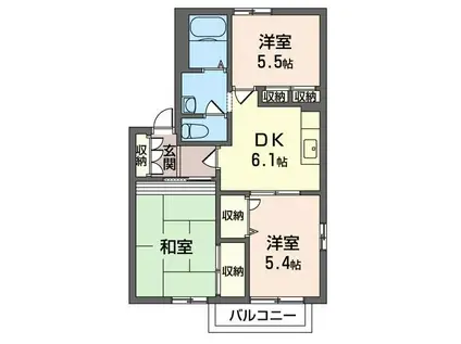 エミネンス早川A(3DK/1階)の間取り写真