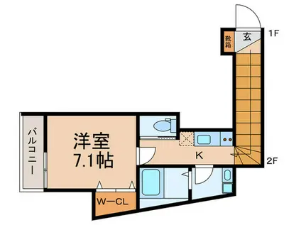 和庵KAGURAZAKA(1K/2階)の間取り写真