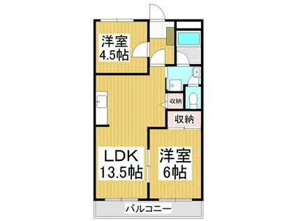飯田広告マンション1(2LDK/2階)の間取り写真