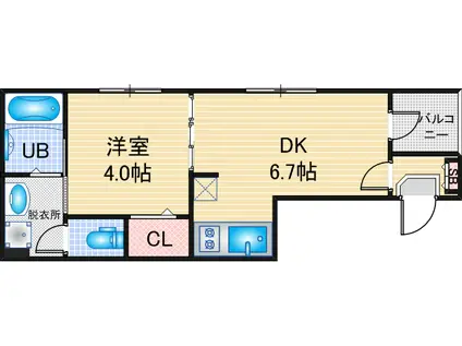 ハーモニーテラス坂井戸(1DK/3階)の間取り写真