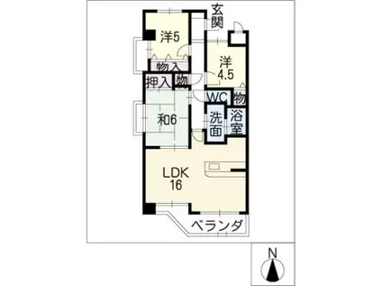 ベルシェール上飯田(3LDK/2階)の間取り写真