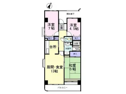第2マサキビル(3LDK/7階)の間取り写真