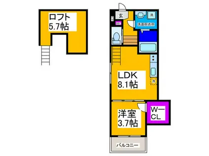 ハーモニーテラス岩田町(1LDK/1階)の間取り写真