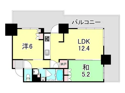 プラウドタワー神戸県庁前(2LDK/10階)の間取り写真