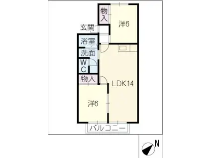 サン・ヤマシゲ(2LDK/2階)の間取り写真