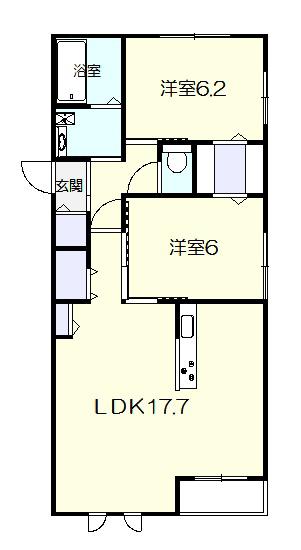 グレイスB(2LDK/2階)の間取り写真