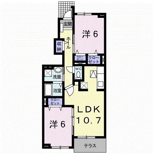 リヴィエールB(2LDK/1階)の間取り写真